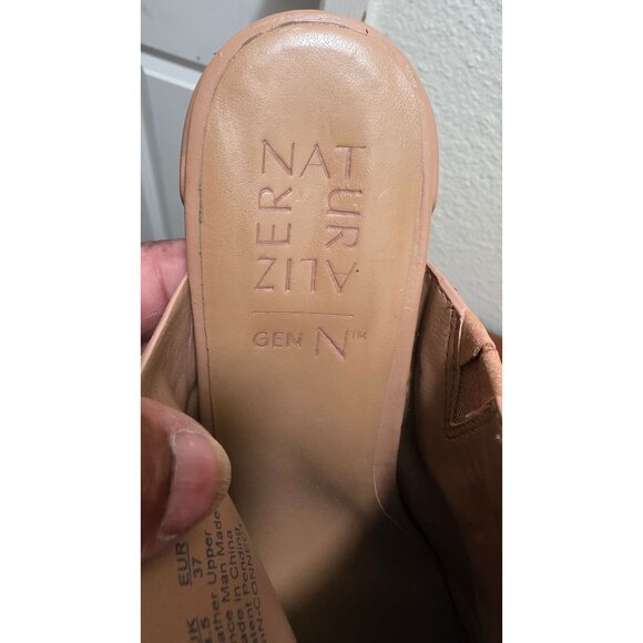 Naturalizer Women's Nude Leather Mule Heeled Sandals Chunky Block Heel Size 7 - Picture 7 of 8